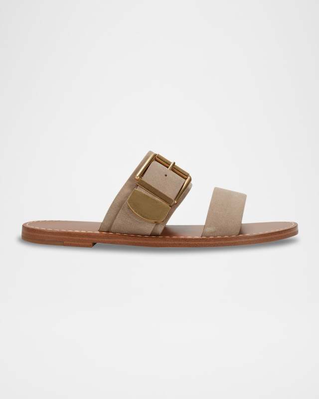 Hallyn Suede Buckle Dual-Band Slide Sandals